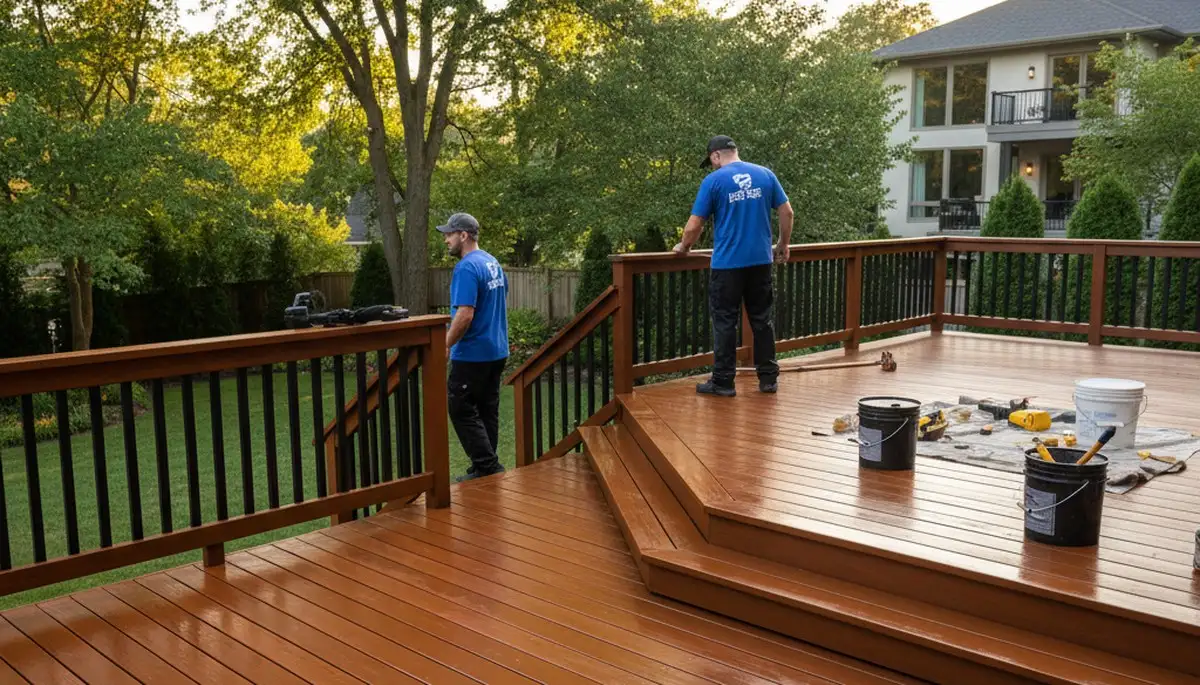 Minneapolis deck staining service protecting wood from weather and UV damage