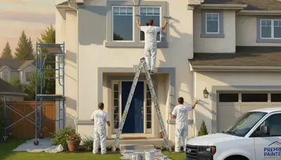 Minneapolis painters applying exterior house paint for weather protection and curb appeal