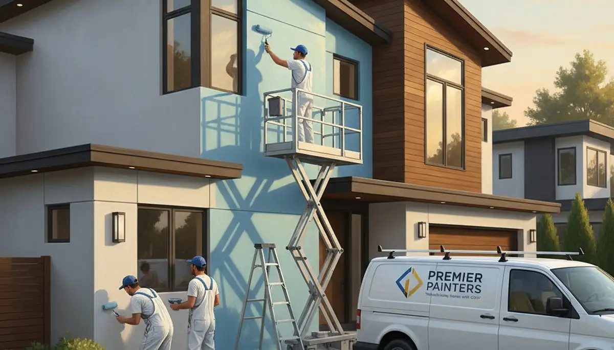 Minneapolis house painters applying exterior paint for climate protection and curb appeal